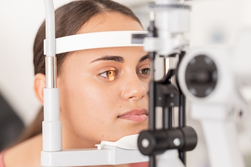 Woman having her eyes examined